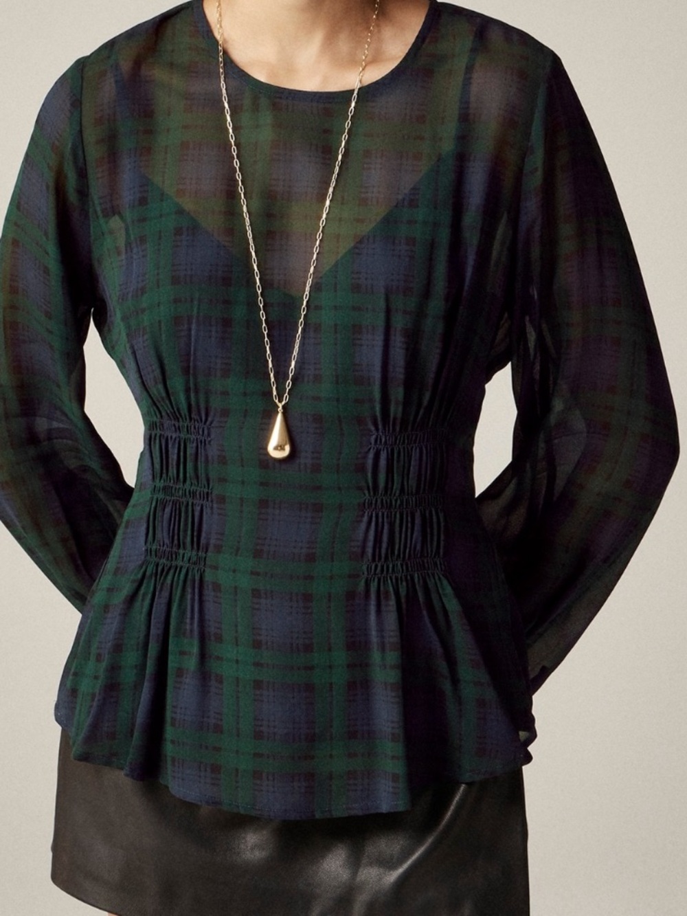 J. Crew Chiffon Shirred-waist Top